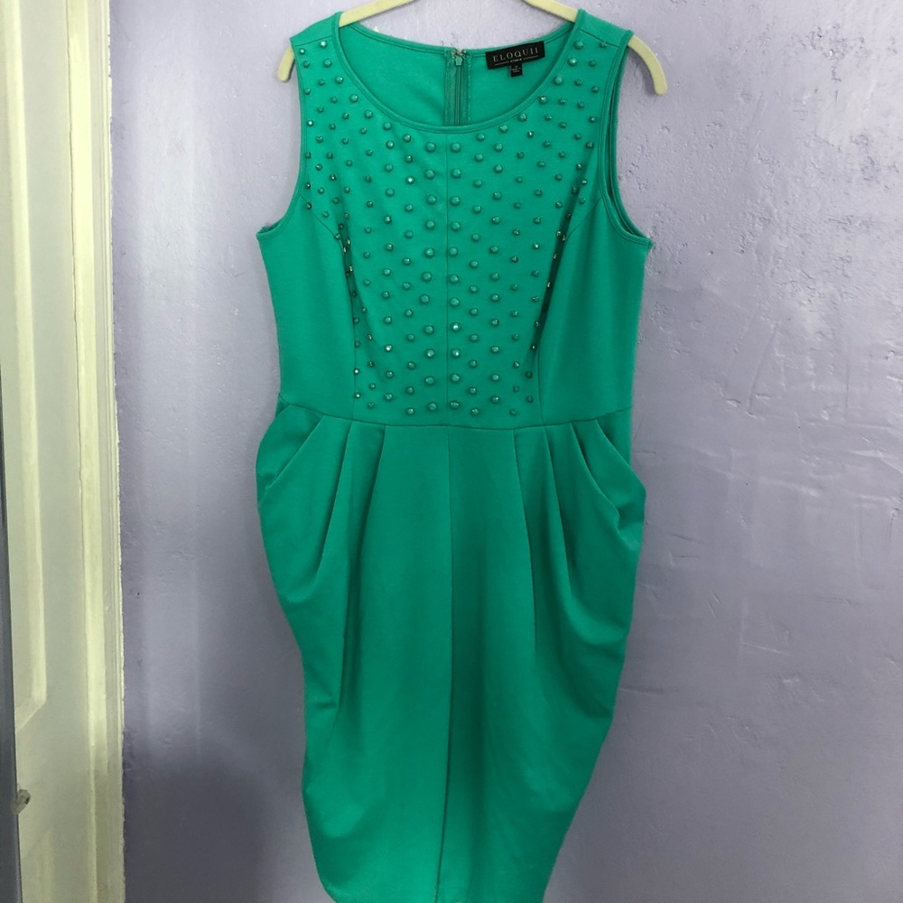 Eloquii Green Dress with Pockets - Size 14